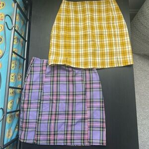 Plaid Yellow and Purple Skirt Set